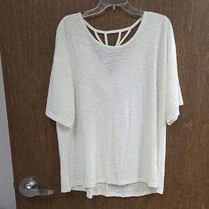 Cato Cream Textured Short Sleeve Top